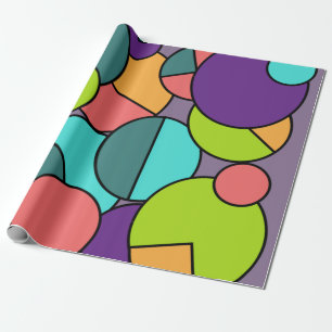 Mid-Century Modern Circle Collage Wrapping Paper