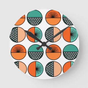 Mid-Century Modern Circle Halves Round Clock