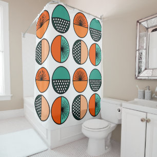 Mid-Century Modern Circle Halves Shower Curtain