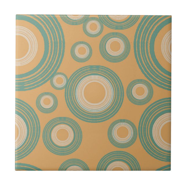 Mid Century Modern Circle Orange  Tile (Front)
