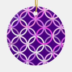 Mid-Century Modern circles, amethyst and orchid Ceramic Tree Decoration