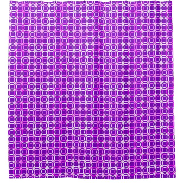 Mid-Century Modern circles, amethyst and orchid Shower Curtain (Front)