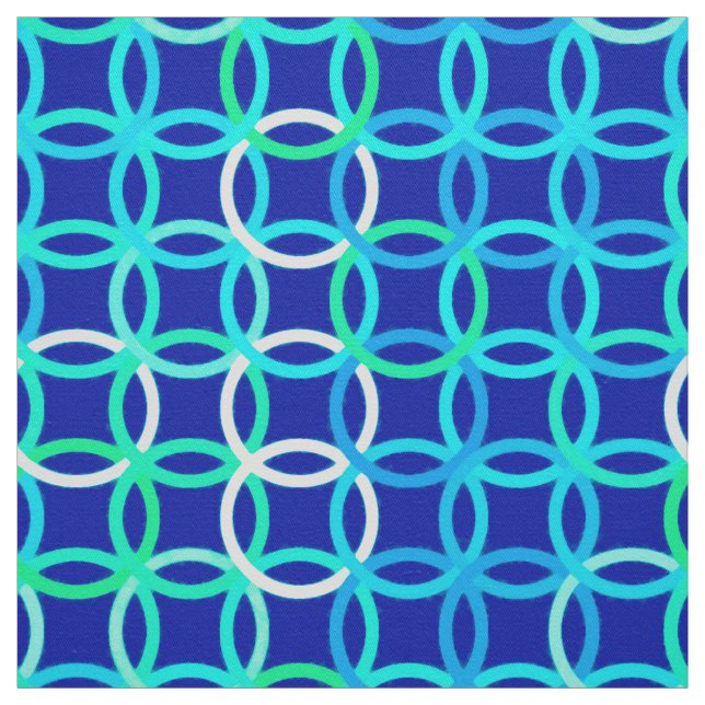 Mid-Century Modern circles, cobalt & peacock Fabric (Swatch)