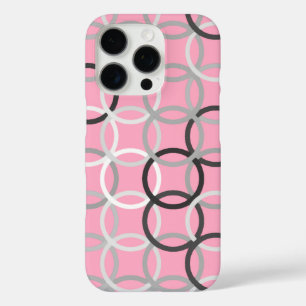 Mid-Century Modern circles, coral pink and grey iPhone 16 Pro Case