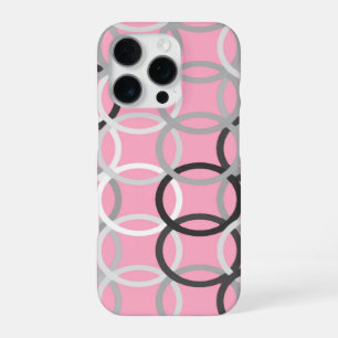 Mid-Century Modern circles, coral pink and grey iPhone 16 Pro Case
