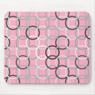 Mid-Century Modern circles, coral pink and grey Mouse Mat