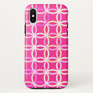 Mid-Century Modern circles, fuchsia pink and cream iPhone XS Case