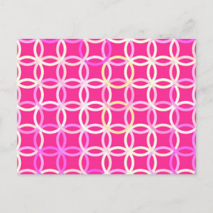 Mid-Century Modern circles, fuchsia pink and cream Postcard