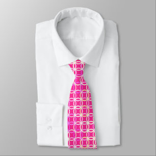 Mid-Century Modern circles, fuchsia pink and cream Tie