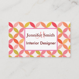 Mid century modern circles interior designer  business card