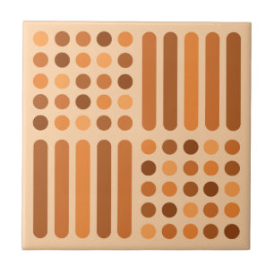 Mid Century Modern Circles Lines Orange Tile