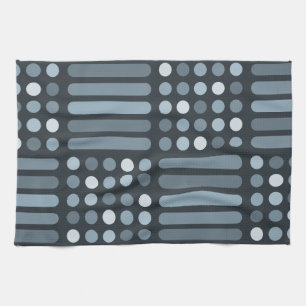 Mid Century Modern Circles Lines Slate Tea Towel