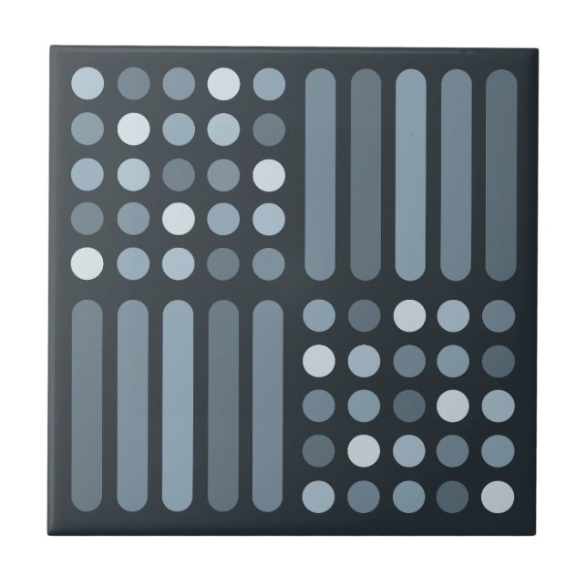 Mid Century Modern Circles Lines Slate Tile (Front)