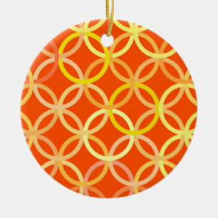 Mid-Century Modern circles, mandarin orange Ceramic Tree Decoration