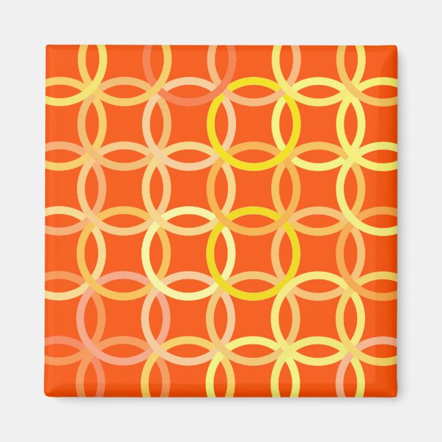 Mid-Century Modern circles, mandarin orange Magnet (Front)