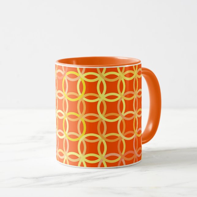 Mid-Century Modern circles, mandarin orange Mug (Front Right)