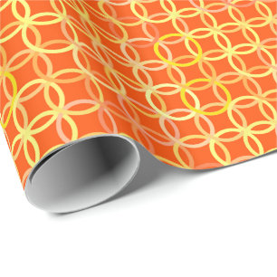 Mid-Century Modern circles, mandarin orange Wrapping Paper