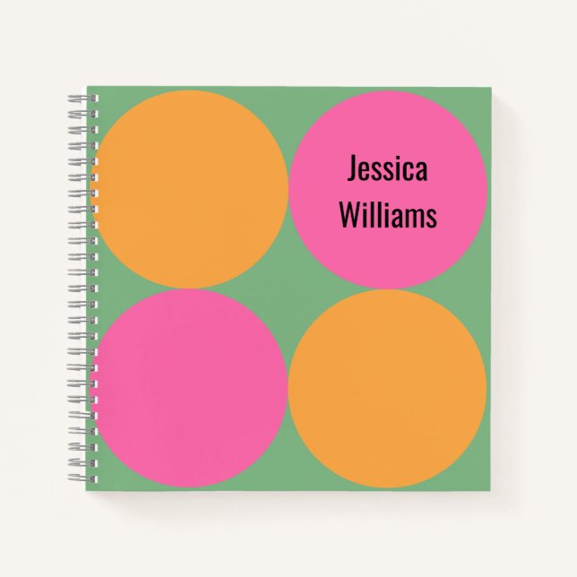 Mid-Century Modern Circles Pattern Spiral Bound Notebook (Front)