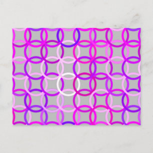 Mid-Century Modern circles, pink, violet and grey Postcard