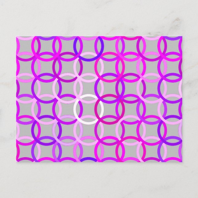 Mid-Century Modern circles, pink, violet and grey Postcard (Front)