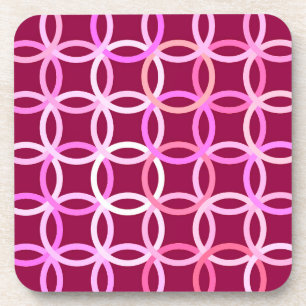 Mid-Century Modern circles, plum and orchid pink Coaster