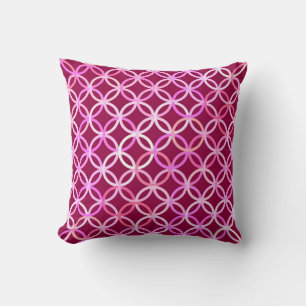 Mid-Century Modern circles, plum and orchid pink Cushion