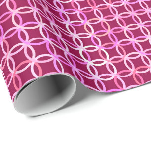 Mid-Century Modern circles, plum and orchid pink Wrapping Paper