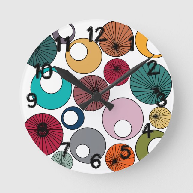Mid-Century Modern Circles  Round Clock (Front)