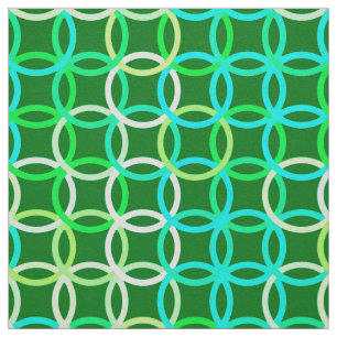 Mid-Century Modern circles, shades of green Fabric