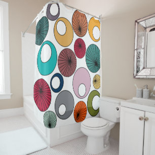 Mid-Century Modern Circles Shower Curtain
