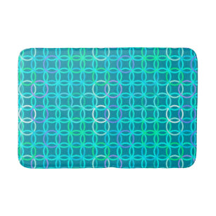 Mid-Century Modern circles, turquoise and aqua Bath Mat