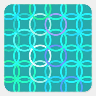 Mid-Century Modern circles, turquoise and aqua Square Sticker