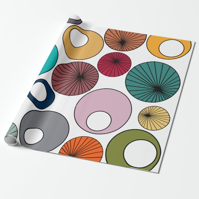 Mid-Century Modern Circles  Wrapping Paper (Unrolled)
