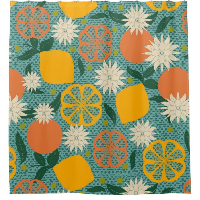 Mid Century Modern Citrus Shower Curtain (Front)