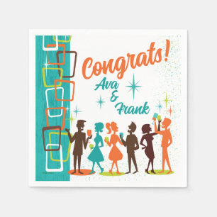 Mid Century Modern Cocktails Engagement Party  Napkin