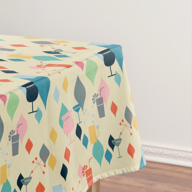 Mid Century Modern Cocktails Tablecloth (In Situ)