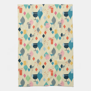 Mid Century Modern Cocktails Tea Towel