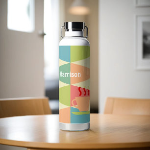 Mid Century Modern Coffee Personalised Water Bottle
