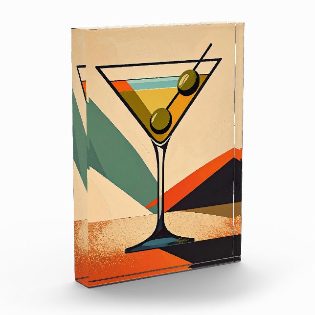 Mid Century Modern Color Block Martini Art (Left)