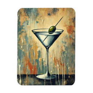 Mid Century Modern Color Block Martini Art Magnet