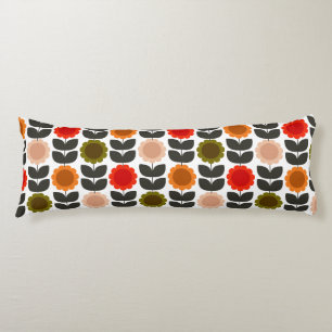  Mid-Century Modern Colored Retro Groovy Flowers  Body Cushion