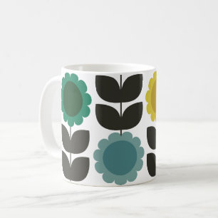 Mid-Century Modern Colored Retro Groovy Flowers Coffee Mug