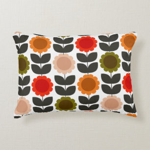  Mid-Century Modern Colored Retro Groovy Flowers  Decorative Cushion