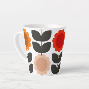 Mid-Century Modern Colored Retro Groovy Flowers Latte Mug
