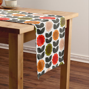  Mid-Century Modern Colored Retro Groovy Flowers  Medium Table Runner