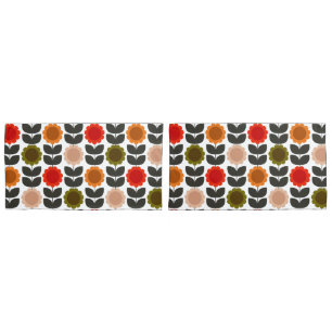 Mid-Century Modern Colored Retro Groovy Flowers  Pillowcase