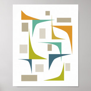 Mid Century Modern Colorful Geometric Print