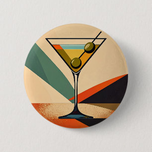 Mid Century Modern Colour Block Martini Art 6 Cm Round Badge