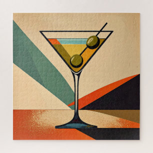 Mid Century Modern Colour Block Martini Art Jigsaw Puzzle