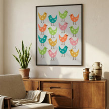 Mid Century Modern Colourful Atomic Birds Pattern